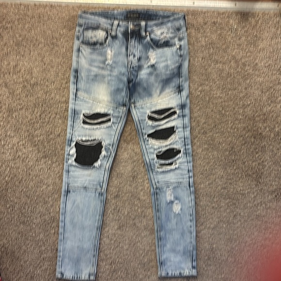 Black Premium Mens size 30waist jeans Distressed black mesh Light wash No flaws - Picture 2 of 11